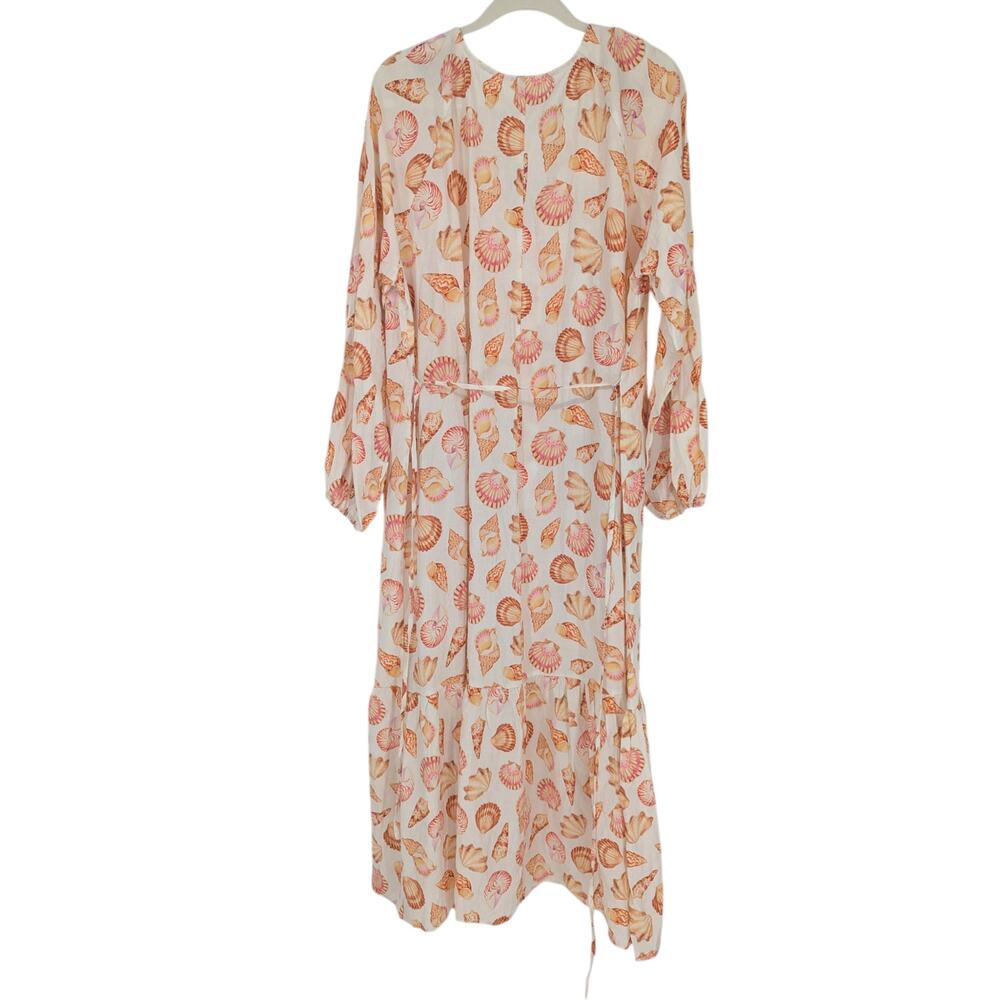H&M Cream Midi Dress with Pink and Orange Shell Print - Picture 4 of 5